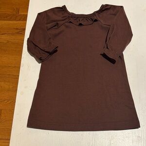 Chez Ami Brown Kids Long Sleeve Dress